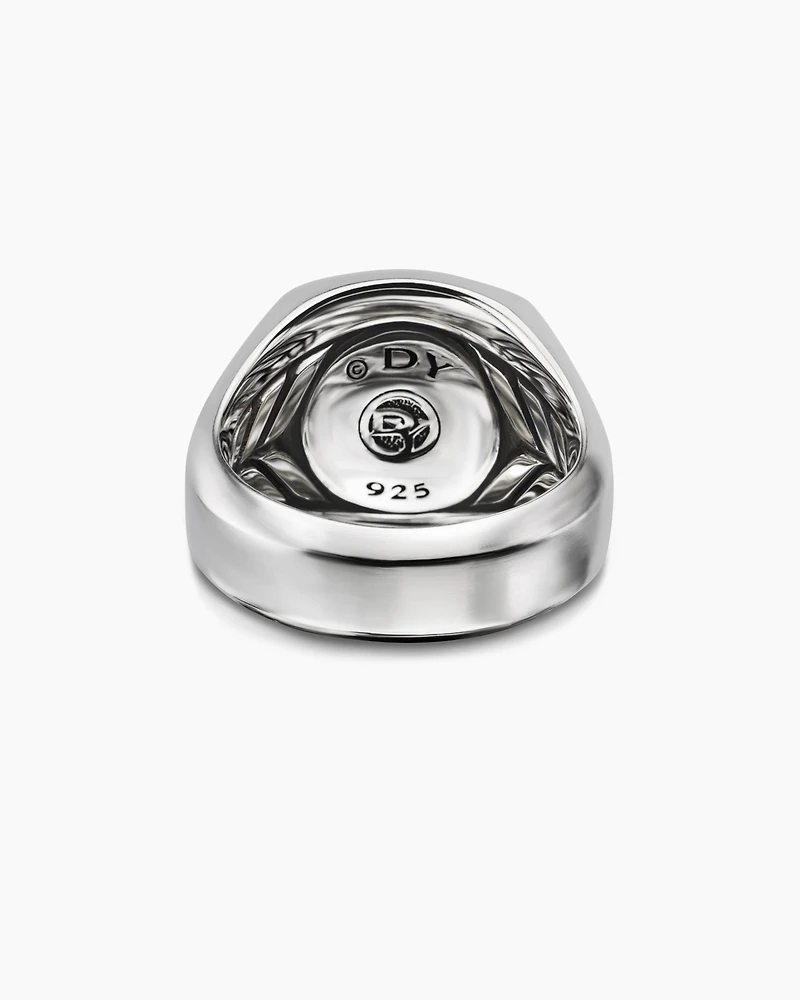 Petrvs® Horse Signet Ring in Sterling Silver with Banded Agate, 18.3mm