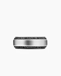 Bevelled Band Ring 18K White Gold with Black Diamonds