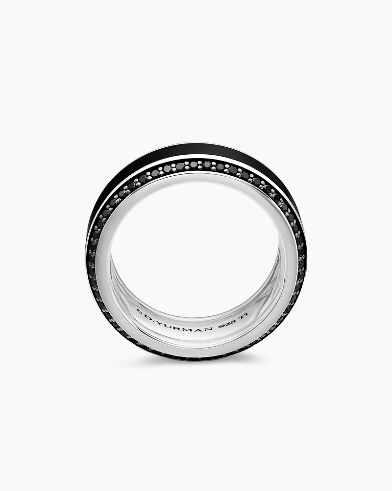 Bevelled Band Ring 18K White Gold with Black Diamonds
