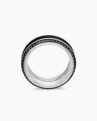 Bevelled Band Ring 18K White Gold with Black Diamonds