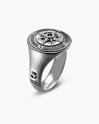 Maritime® Compass Signet Ring Sterling Silver with Center Black Diamond, 19.4mm