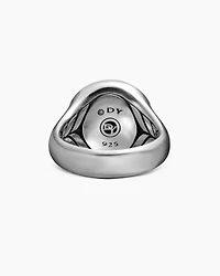 Maritime® Compass Signet Ring Sterling Silver with Center Black Diamond, 19.4mm
