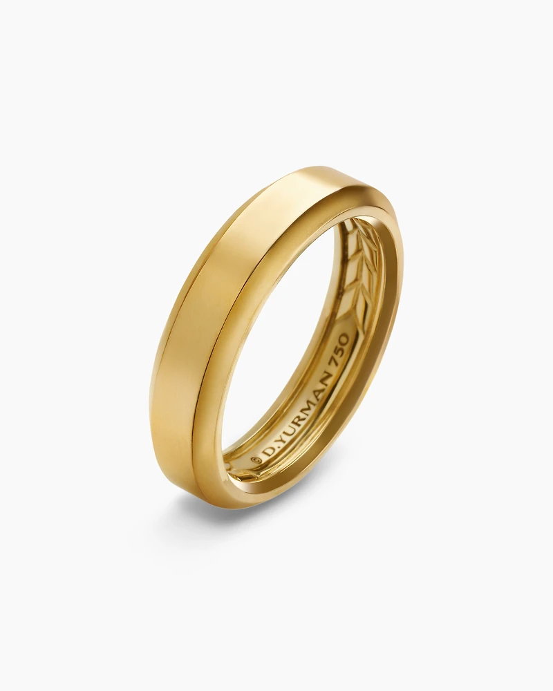 Bevelled Band Ring 18K Yellow Gold, 6mm