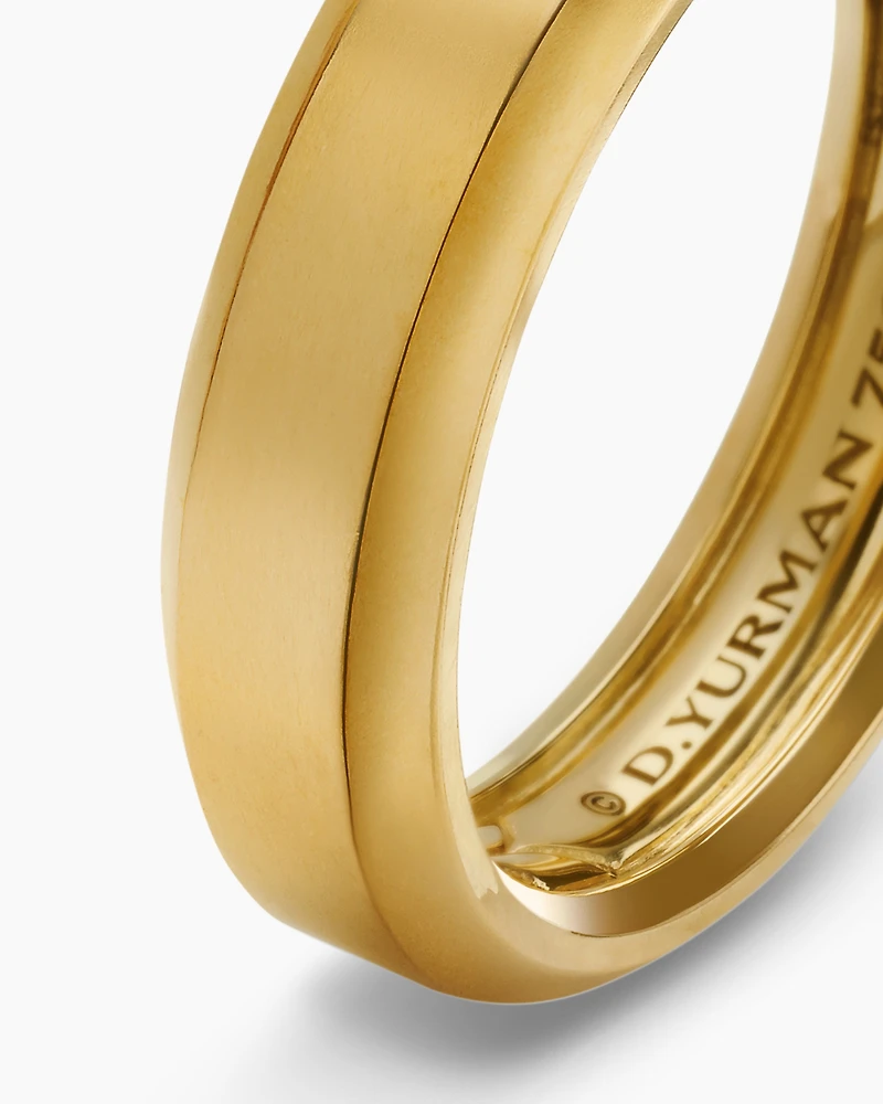 Bevelled Band Ring 18K Yellow Gold, 6mm