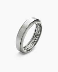 Bevelled Band Ring 18K White Gold, 6mm