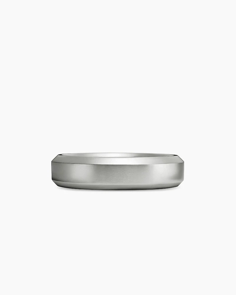 Bevelled Band Ring 18K White Gold, 6mm