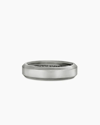 Bevelled Band Ring 18K White Gold, 6mm