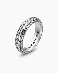Chevron Bevelled Band Ring in Sterling Silver, 6mm