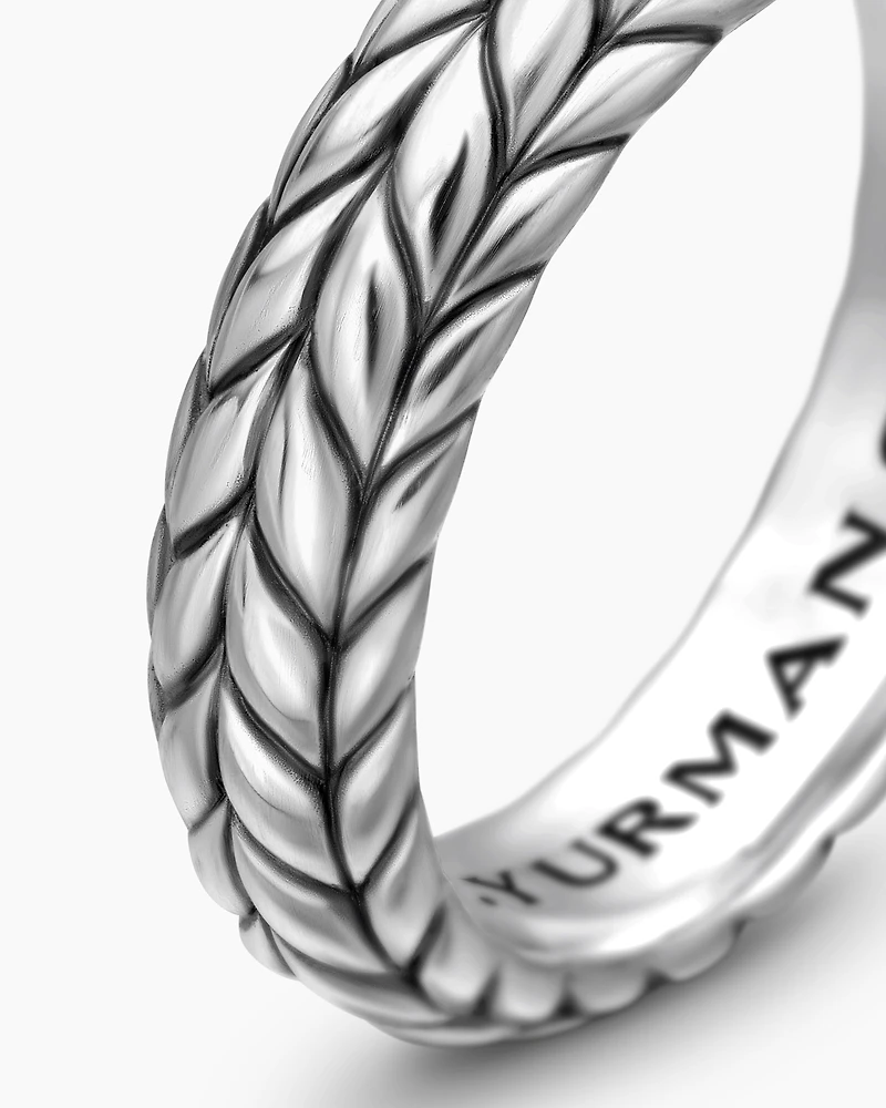 Chevron Bevelled Band Ring in Sterling Silver, 6mm
