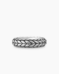 Chevron Bevelled Band Ring in Sterling Silver, 6mm