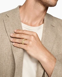 Chevron Pavé Band Ring 18K Yellow Gold with Diamonds, 9mm