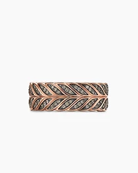 Chevron Pavé Band Ring 18K Rose Gold with Cognac Diamonds, 9mm