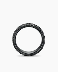 Chevron Pavé Band Ring Black Titanium with Diamonds, 9mm