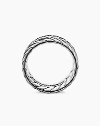 Chevron Band Ring Sterling Silver with Black Diamonds, 9mm