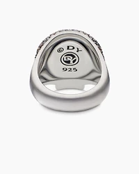 Memento Mori Skull Ring Sterling Silver with Black Diamonds and Cognac Diamonds, 26mm