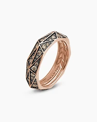 Faceted Band Ring 18K Rose Gold with Cognac Diamonds, 6.2mm