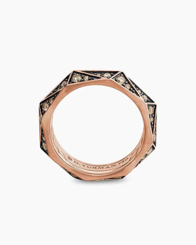 Faceted Band Ring 18K Rose Gold with Cognac Diamonds, 6.2mm
