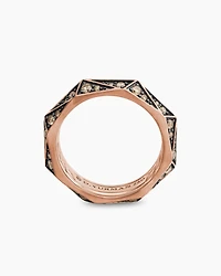 Faceted Band Ring 18K Rose Gold with Cognac Diamonds, 6.2mm