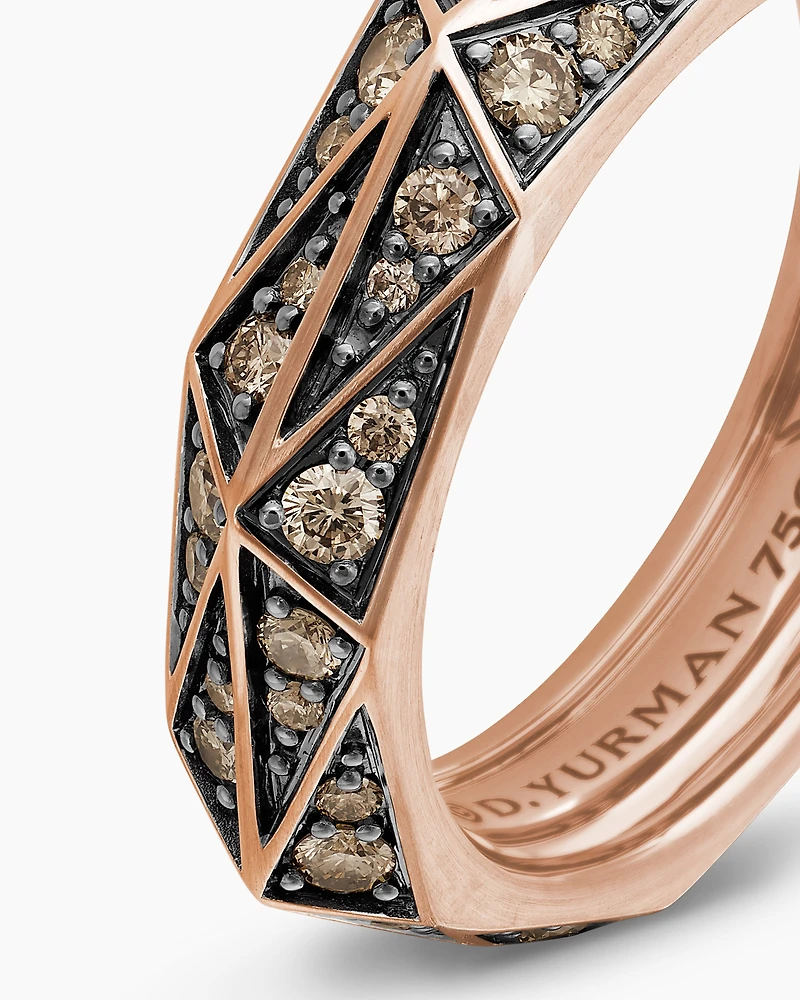 Faceted Band Ring 18K Rose Gold with Cognac Diamonds, 6.2mm