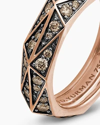 Faceted Band Ring 18K Rose Gold with Cognac Diamonds, 6.2mm