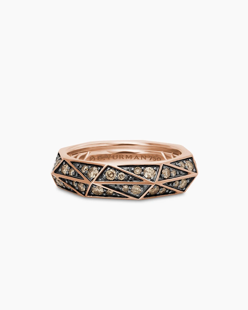 Faceted Band Ring 18K Rose Gold with Cognac Diamonds, 6.2mm