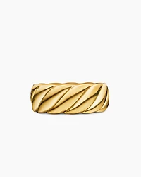 Sculpted Cable Contour Band Ring 18K Yellow Gold, 9mm