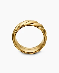 Sculpted Cable Contour Band Ring 18K Yellow Gold, 9mm