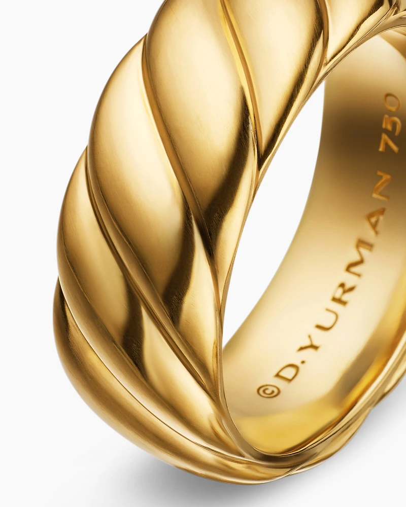Sculpted Cable Contour Band Ring 18K Yellow Gold, 9mm