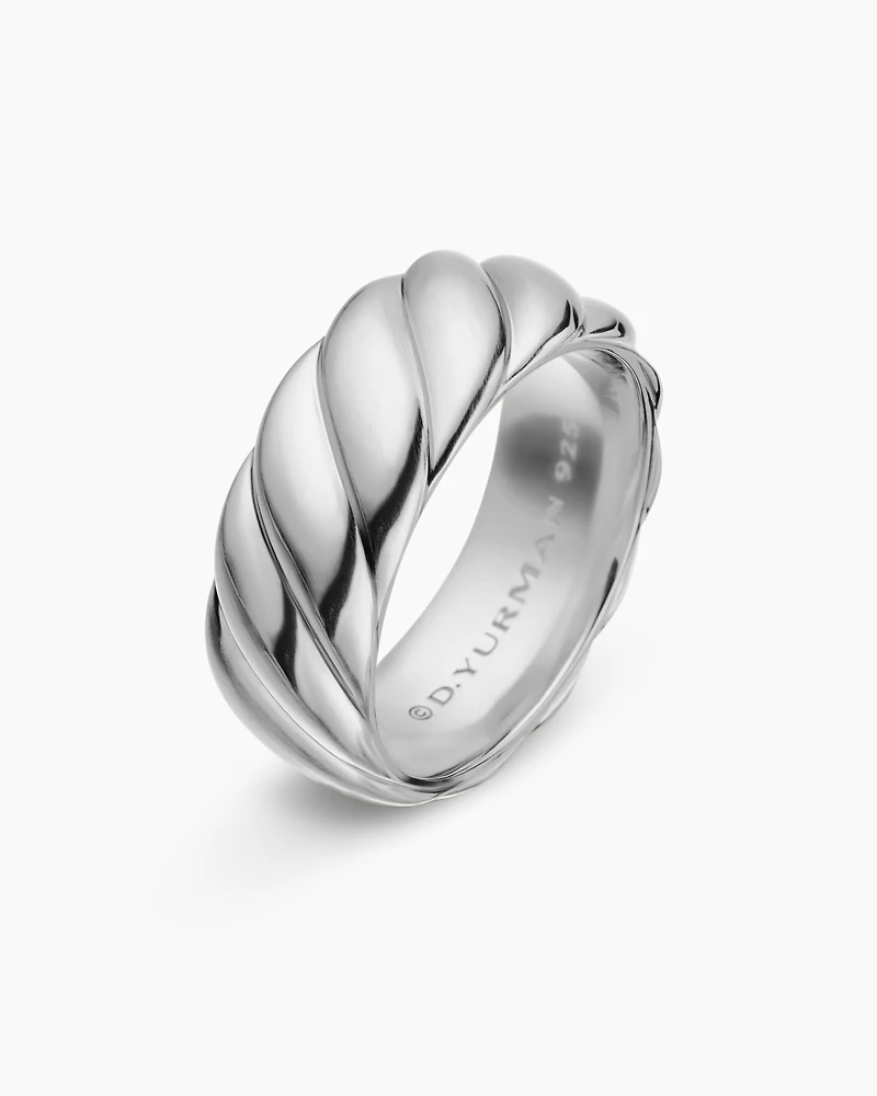 Sculpted Cable Contour Band Ring Sterling Silver, 9mm