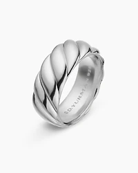 Sculpted Cable Contour Band Ring Sterling Silver, 9mm