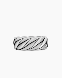 Sculpted Cable Contour Band Ring Sterling Silver, 9mm