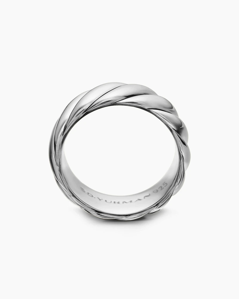 Sculpted Cable Contour Band Ring Sterling Silver, 9mm