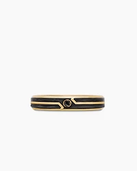Forged Carbon Band Ring 18K Yellow Gold with Centre Black Diamond, 4mm