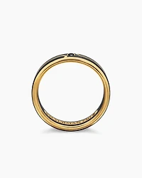 Forged Carbon Band Ring 18K Yellow Gold with Centre Black Diamond, 4mm