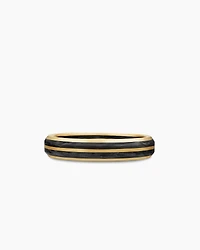 Forged Carbon Band Ring 18K Yellow Gold with Centre Black Diamond, 4mm