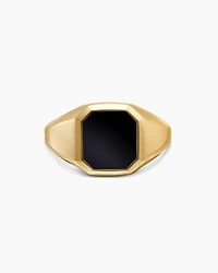 Streamline® Signet Ring 18K Yellow Gold with Black Onyx, 14mm