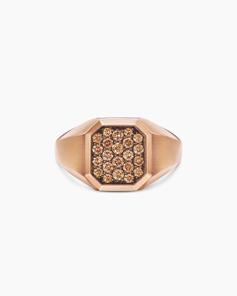 Streamline® Signet Ring 18K Rose Gold with Cognac Diamonds, 14mm
