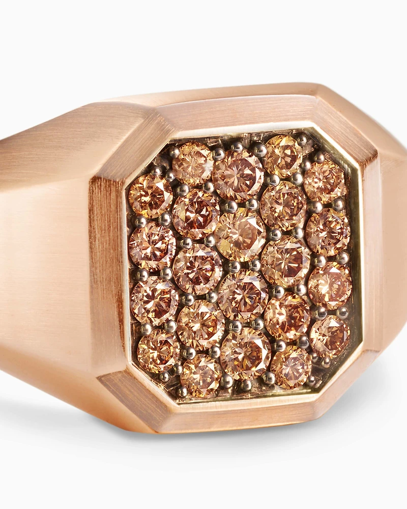Streamline® Signet Ring 18K Rose Gold with Cognac Diamonds, 14mm