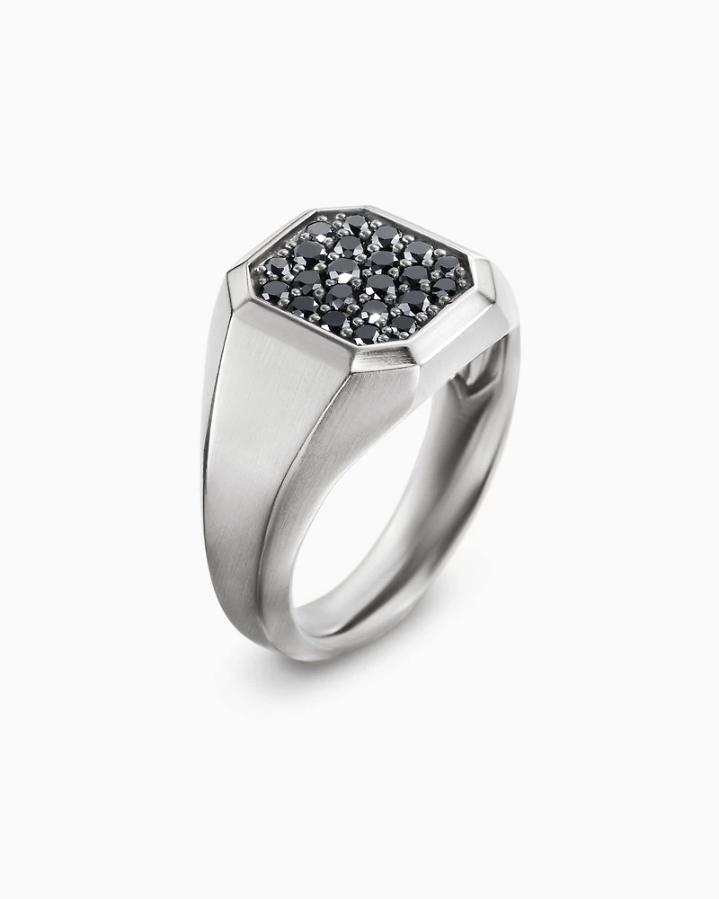Streamline® Signet Ring Sterling Silver with Black Diamonds