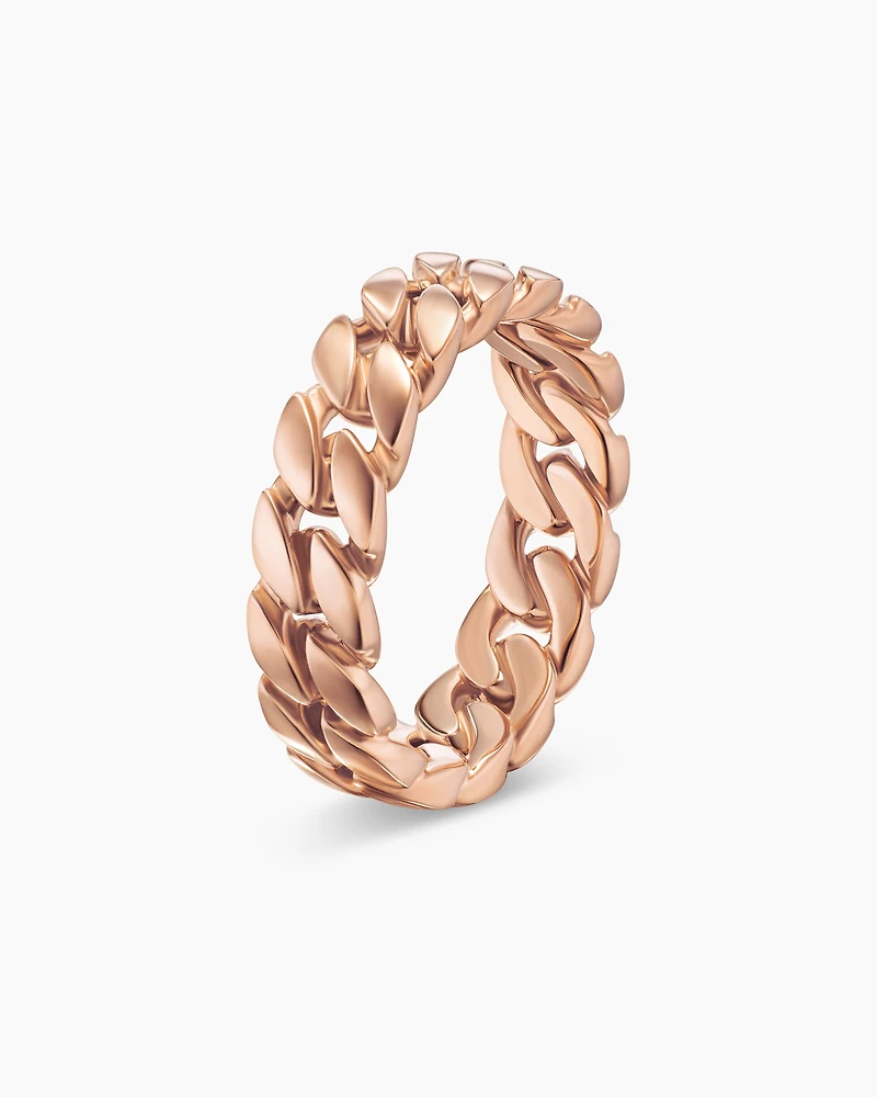 Curb Chain Band Ring 18K Rose Gold, 6mm