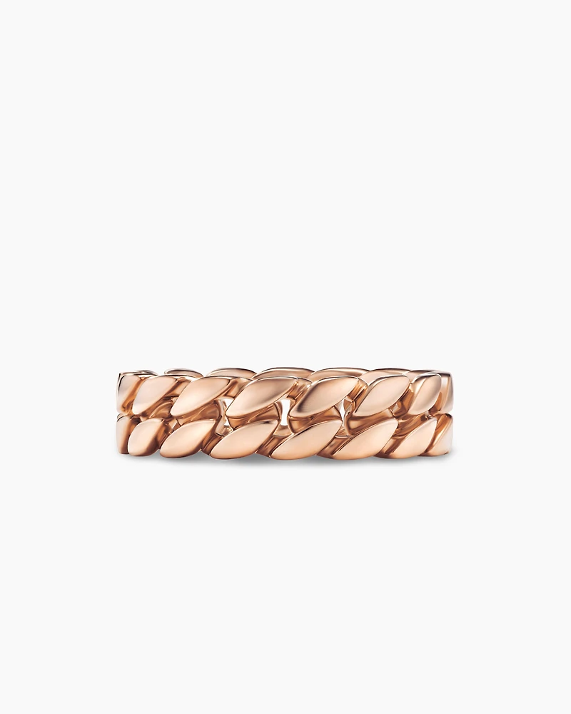 Curb Chain Band Ring 18K Rose Gold, 6mm