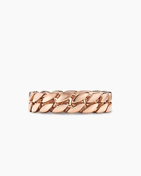 Curb Chain Band Ring 18K Rose Gold, 6mm