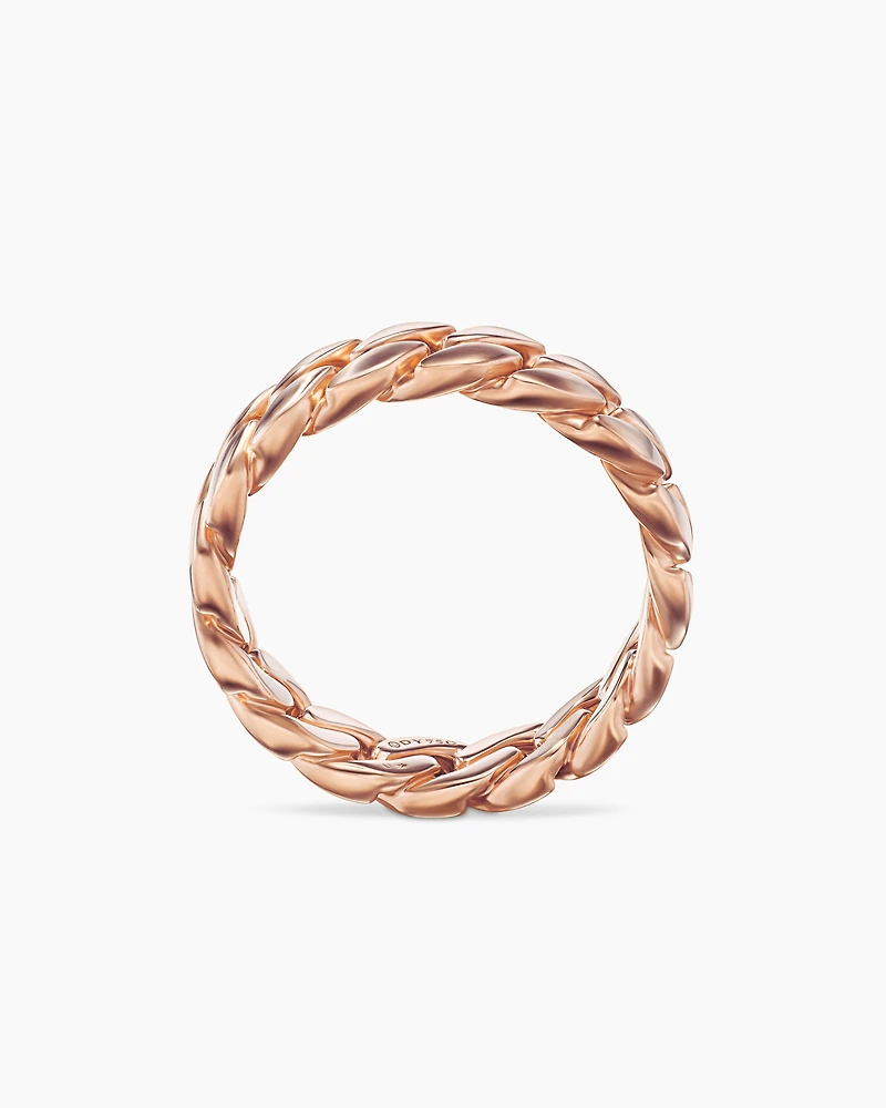 Curb Chain Band Ring 18K Rose Gold, 6mm