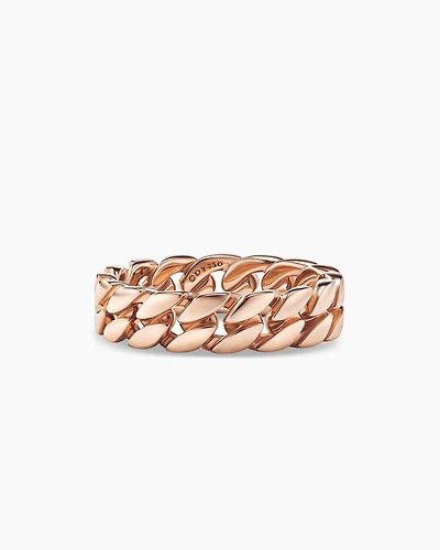 Curb Chain Band Ring 18K Rose Gold, 6mm