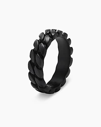 Curb Chain Band Ring Black Titanium, 6mm