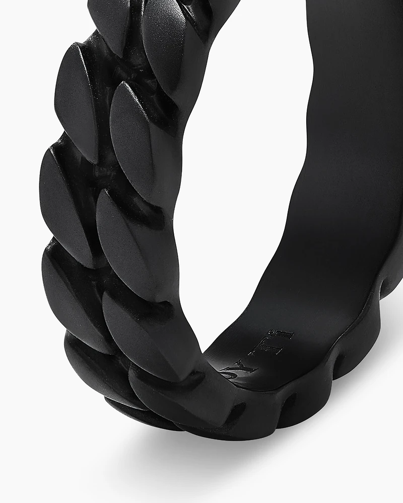 Curb Chain Band Ring Black Titanium, 6mm