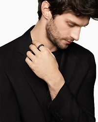 Curb Chain Band Ring Black Titanium, 6mm