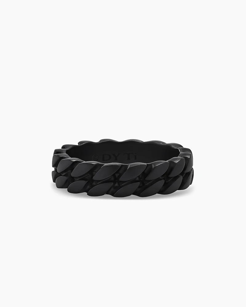 Curb Chain Band Ring Black Titanium, 6mm