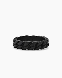 Curb Chain Band Ring Black Titanium, 6mm