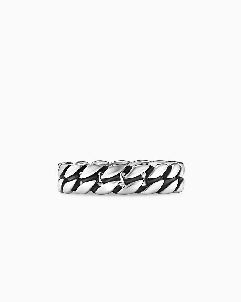 Curb Chain Band Ring Sterling Silver, 6mm